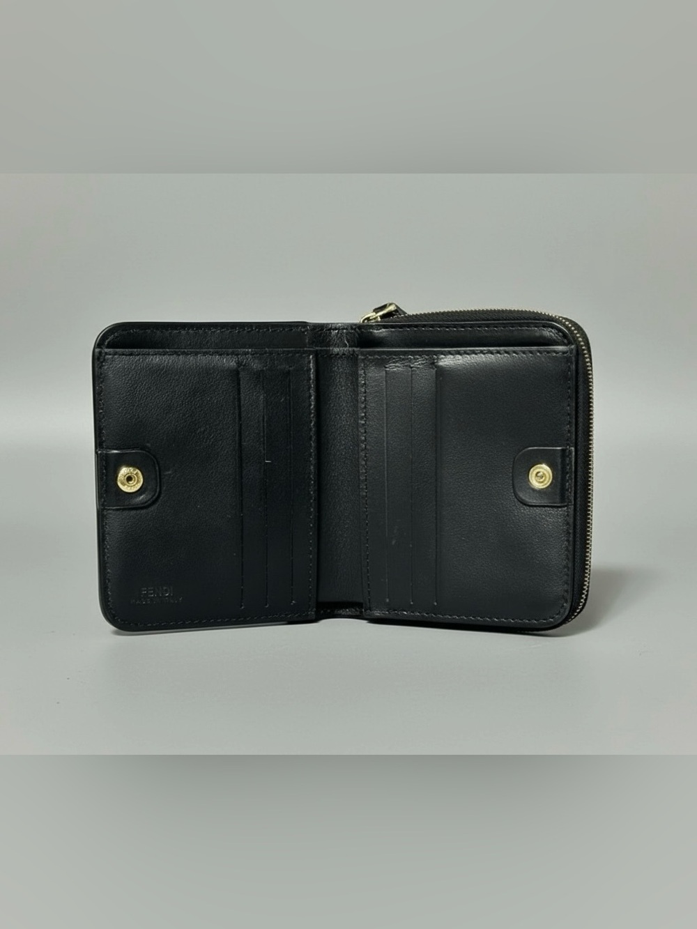 Fendi Black Bifold Leather Wallet Snap Zip Closure 8M0407 Includes COA - Picture 5 of 16